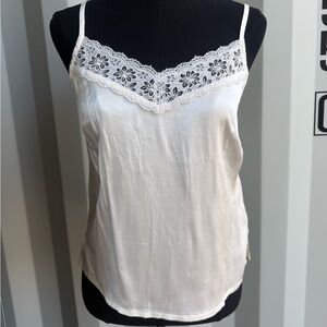 Shyanne Cream Lace/Silk Tank Top